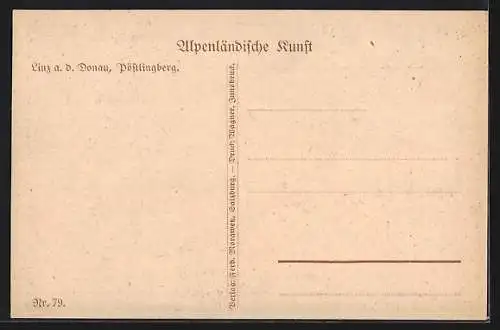 Künstler-AK Linz a. d. Donau, Pöstlingberg mit Kirche