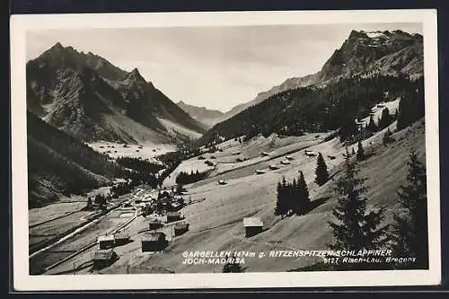 AK Gargellen, Blick gegen Ritzenspitzen-Schlappiner Joch-Madrisa