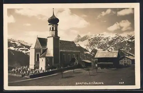 AK Bartholomäberg, Pfarrkirche mit Friedhof