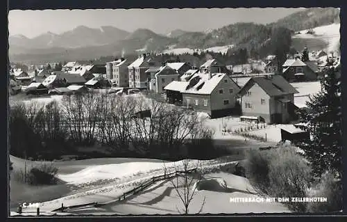 AK Mitterbach, Teilansicht mit den Zellerhüten im Schnee