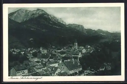 AK Aussee /Salzkammergut, Teilansicht mit Bergen