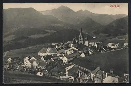 AK Mariazell, Teilansicht mit Kirche