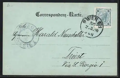 Mondschein-AK Wien, K. k. Schlossgarten Schönbrunn mit Neptunsgrotte und Gloriette