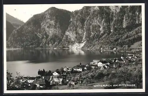 AK Unterach am Attersee, Teilansicht mit Kirche