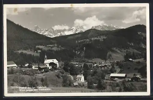 AK Forstau bei Radstadt, Blick gegen den Dachstein mit Kirche