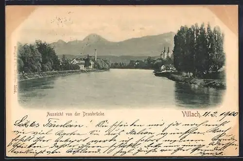 AK Villach, Aussicht von der Draubrücke