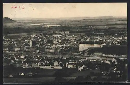 AK Linz a. D., Teilansicht mit Kirche