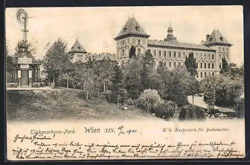 AK Wien, Türkenschanz-Park und K. k. Hochschule für Bodenkultur