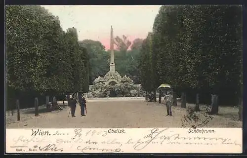 AK Wien, Schönbrunn, Park mit Obelisk