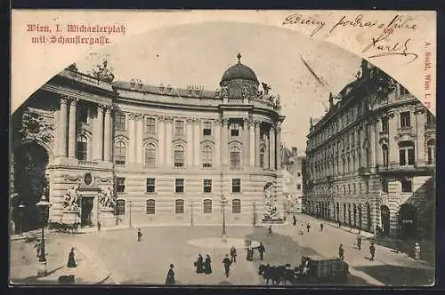 AK Wien, Michaelerplatz mit Schauflergasse