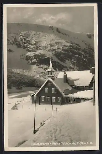 AK Kleine Teichbaude /Riesengebirge, Berghütte im Sonnenschein