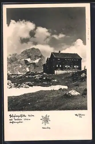 AK Hofpürglhütte /Dachsteingebiet, Blick gegen den Torstein