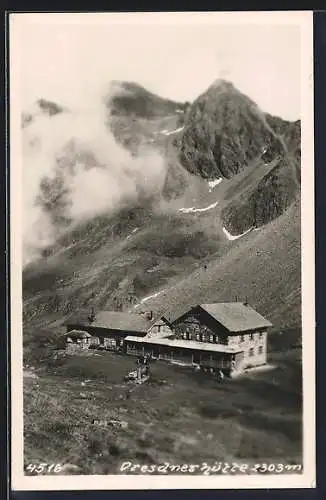 AK Dresdnerhütte, Blick auf die Berghütte