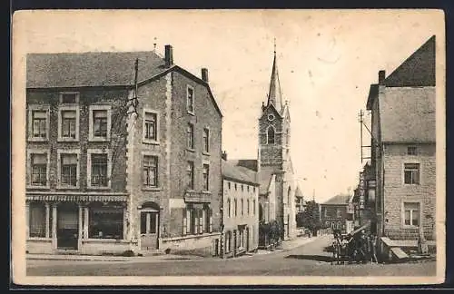 AK Beauraing, Rue de l`Eglise vers l`Aubéphine, Strassenpartie