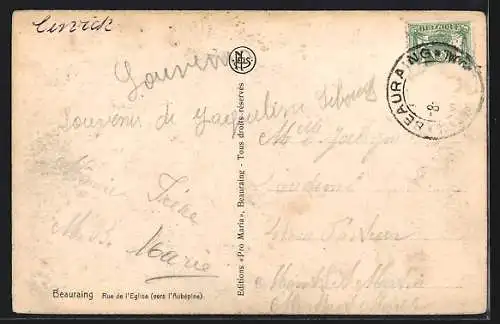 AK Beauraing, Rue de l`Eglise vers l`Aubéphine, Strassenpartie