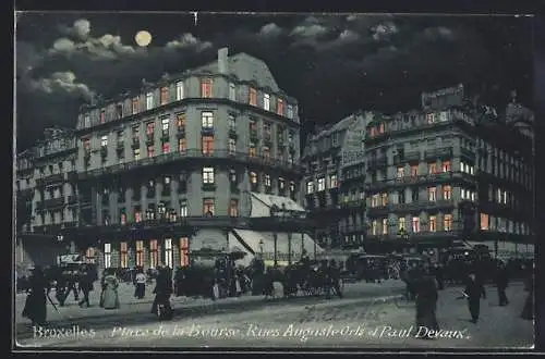 AK Bruxelles, Place de la Bourse, Rues Auguste Orls et Paul Devaux