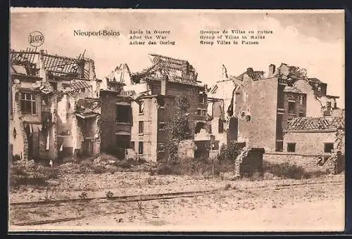 AK Nieuport-Bains, Aprés la Guerre, Groupes de Villas en ruines