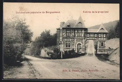 AK Borgoumont, Sanatorium populaire, entrée de la propriété