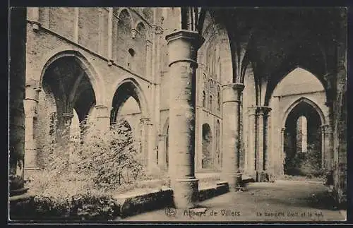 AK Villers-la-Ville, L`Abbaye de Villiers, le bas-coté droit et la nef