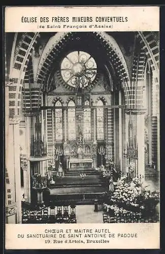 AK Bruxelles, Église des Frères Mineurs Conventuels, Choeur et Maitre Autel de Sanctuaire de Saint Antoine de Padoue