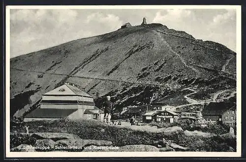 AK Schlesierhaus, Schneekoppe mit Riesenbaude