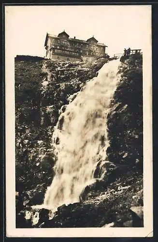 AK Elbfallbaude /Riesengebirge, Ansicht über dem Wasserfall