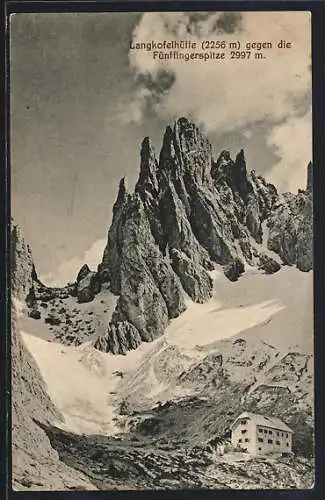 AK Langkofelhütte, Ansicht gegen die Fünffingerspitze