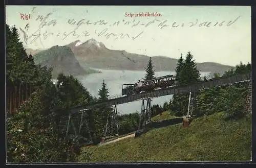 AK Rigi, Bergbahn auf der Schnurtobelbrücke