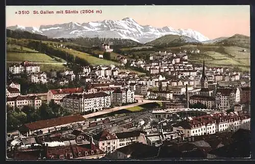 AK St. Gallen, Stadtpanorama mit Säntis