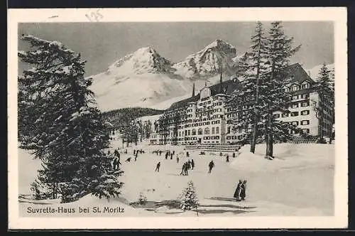 AK St. Moritz, Suvretta-Haus im Schnee