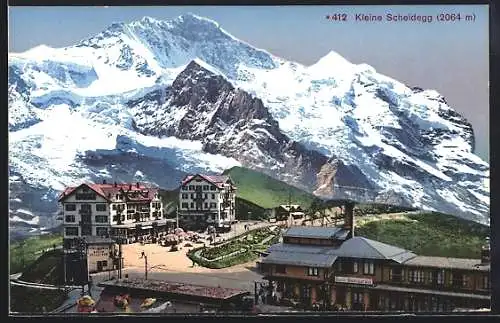 AK Kleine Scheidegg, Bahn Restaurant mit Jungfraublick