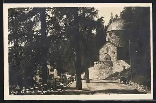 AK St. Moritz, Blick auf das Segantini-Museum