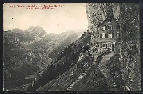 AK Schwende, Gasthaus zum Aescher mit Altmann