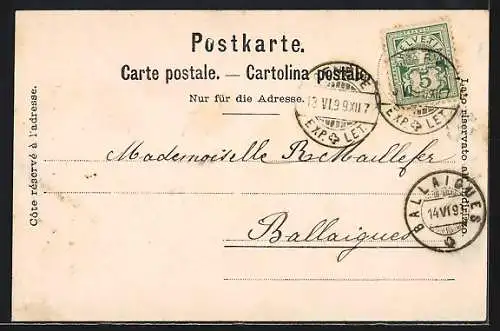 Mondschein-AK Genève, Stadtpanorama mit dem Mont-Blanc