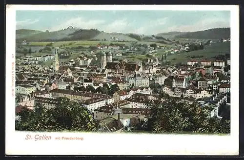 AK St. Gallen, Ortsansicht mit Freudenberg