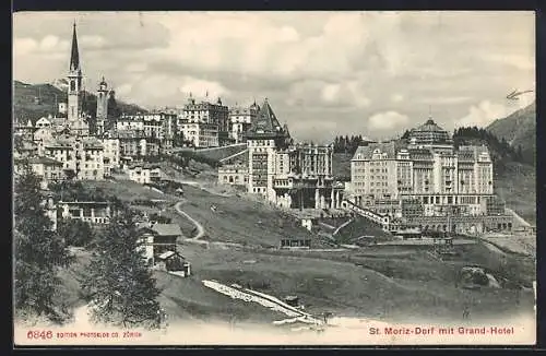 AK St. Moritz-Dorf, Ansicht mit Grand-Hotel