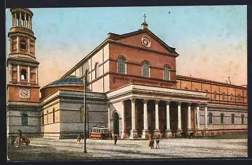 AK Roma, Basilica di S. Paolo, Strassenbahn