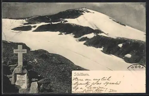 AK Mürren, Schilthorn, Ehrendenkmal auf dem Gletschergipfel