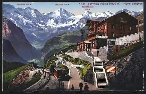 AK Schynige Platte, Bergbahn am Hotel Bellevue