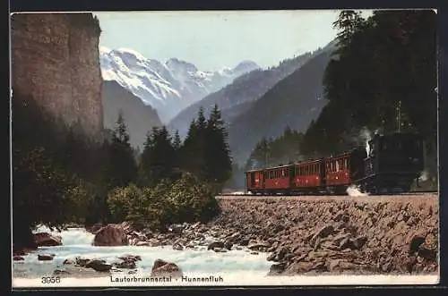 AK Lauterbrunnental, Bergbahn auf der Strecke Lauterbrunnental - Hunnenfluh