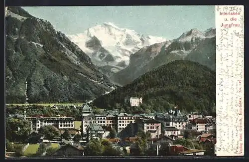 AK Interlaken, Ortsansicht, Jungfrau