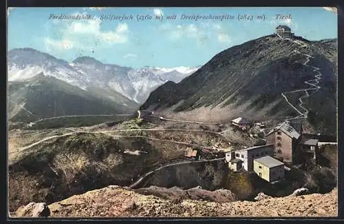 AK Ferdinandshöhe am Stilfserjoch, Panorama mit Dreispachenspitze