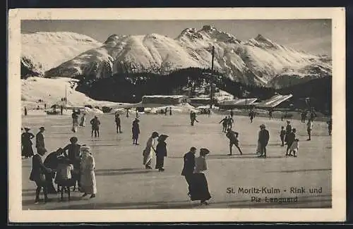 AK St. Moritz-Kulm, Eisbahn mit Rink und Piz Languard