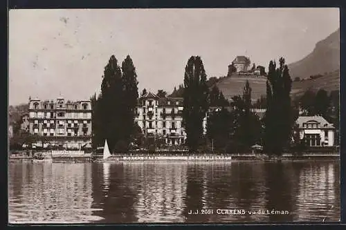 AK Clarens, vu du Lac Léman, Blick vom Genfersee zum Royal Hotel