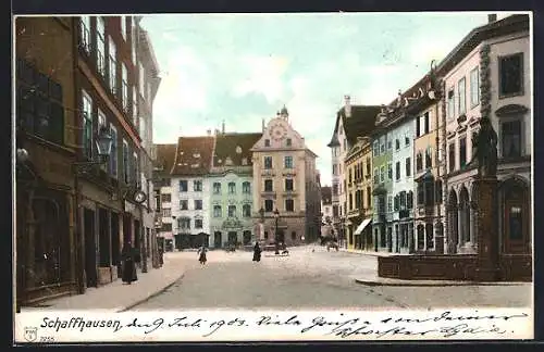 AK Schaffhausen, Passanten auf dem Frohnwaagplatz