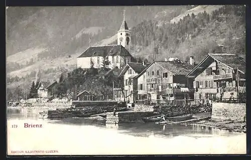 AK Brienz, Teilansicht mit Kirche