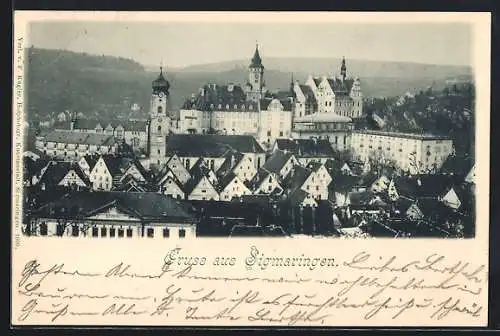 AK Sigmaringen, Gesamtansicht aus der Vogelschau