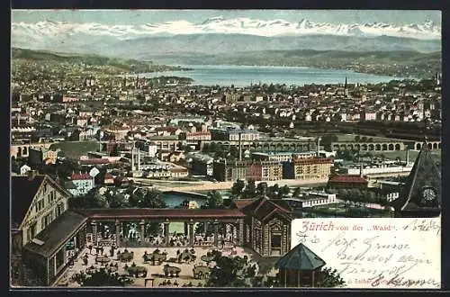 AK Zürich, Totalansicht mit Gasthaus von der Wald