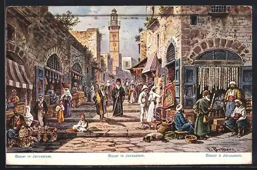 Künstler-AK Friedrich Perlberg: Jerusalem, Bazar