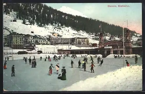 AK Davos, Schlittschuhläufer auf der Eisbahn